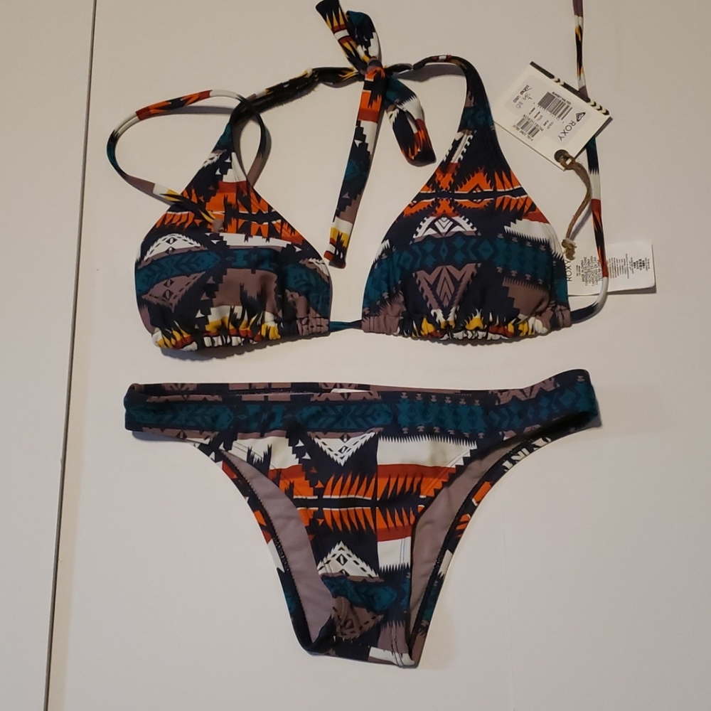 Roxy Pendleton Bikini Top Large Bottoms Small
